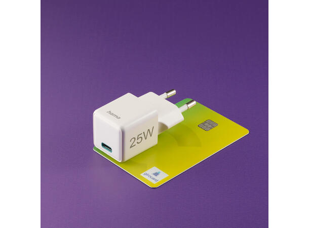 Hama Mini Fast Charger USB-C PD 25W Liten lader, stor kraft. Hvit 