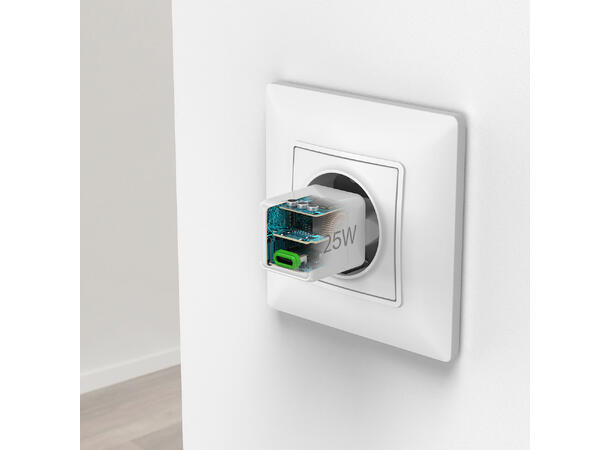 Hama Mini Fast Charger USB-C PD 25W Liten lader, stor kraft. Hvit 