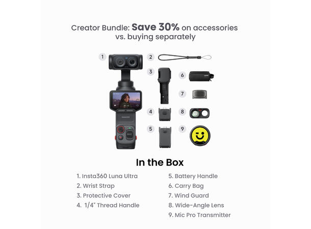 Insta360 Luna Ultra Creator Bundle Sort Cosmic Black Creator Bundle 