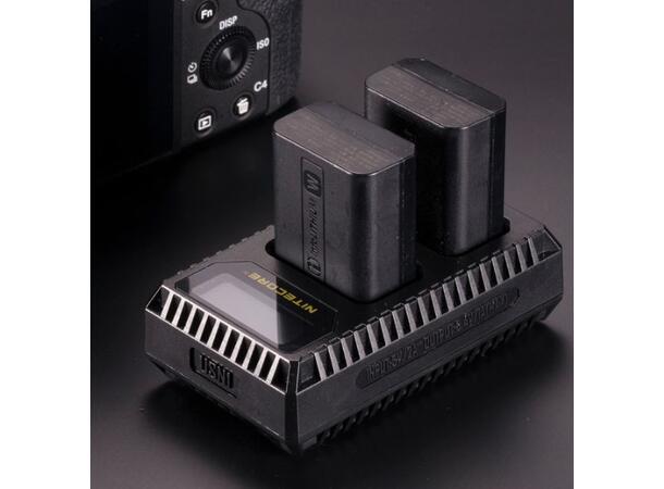 Nitecore USN1 USB Kamerabatterilader Dobbel lader for Sony NP-FW50 