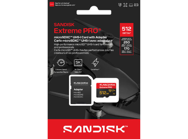 Sandisk MicroSD Extreme Pro V30 512 GB Rask, robust, pålitelig, profesjonell 