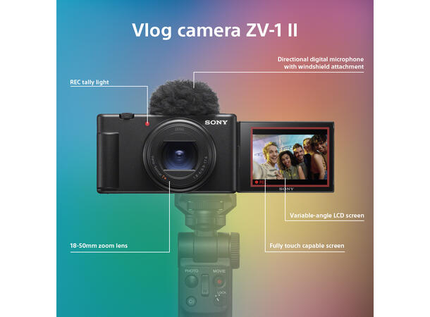 Sony ZV-1 II vloggkamera 4k, 1.0-type CMOS-sensor, 20.1 MP 
