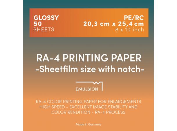 Adox RA-4 Printing Paper 8x10" 50 ark. Gloss. Sheetfilm size with notch 