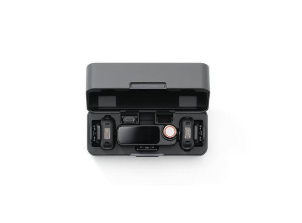 DJI Mic 3 (2 TX + 1 RX + Charging Case) to sendere, en mottaker, ladeetui 