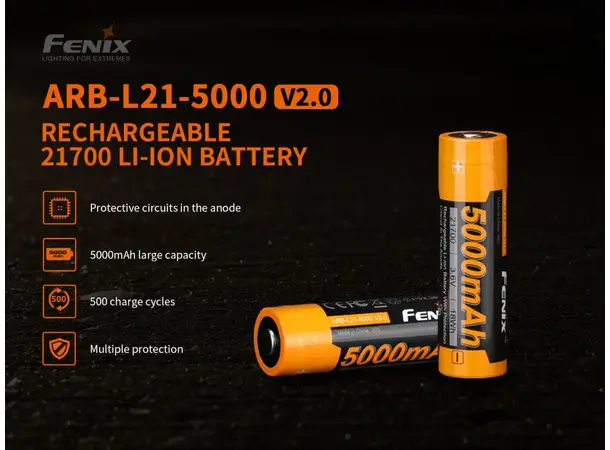 Fenix ARB-L21-5000 V2 21700 batteri 5000mAh batteri 