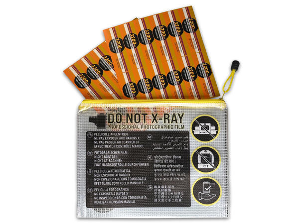 Handcheckfilm 120 Travel Set V2 Do Not X-Ray Bag + 3200ISO Stickers 