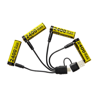 Nitecore 4x AA 1.5V USB-C oppladbare Lades m/ USB-C. 4 stk 1.5V AA.