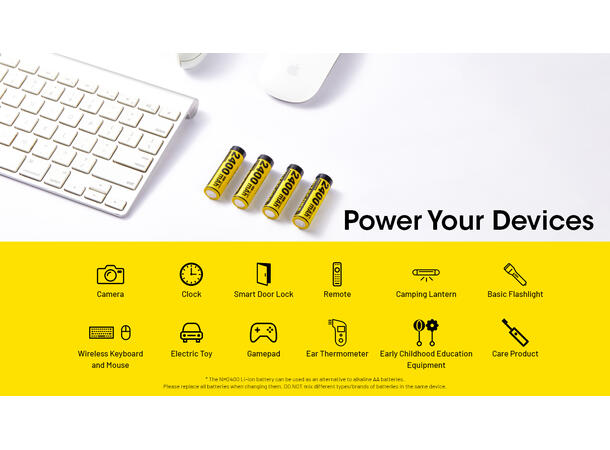 Nitecore 4x AA 1.5V USB-C oppladbare Lades m/ USB-C. 4 stk 1.5V AA. 