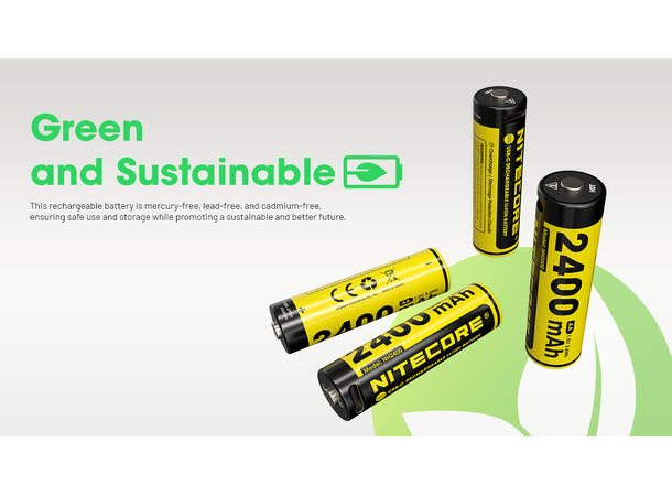 Nitecore 4x AA 1.5V USB-C oppladbare Lades m/ USB-C. 4 stk 1.5V AA. 