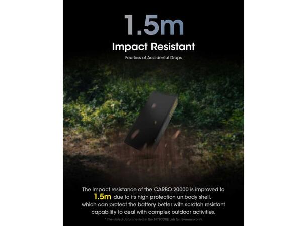Nitecore Carbo 20000 Powerbank Lett powerbank, 20 000mAh IPX5 295g 