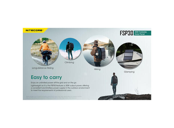 Nitecore FSP30 30W Brettbart Solpanel 30W, 1x USB-C, 2xUSB-A, kompakt 