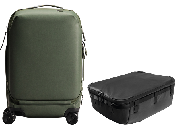 Peak Design Roller Pro CarryOn + XL Cube Sage, Robust trillebag for trygg reise 