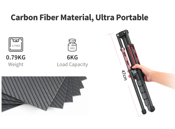 Ulanzi MT-49 Kompakt Karbon Lysstativ Karbonfiber, 0.79kg, 194cm 