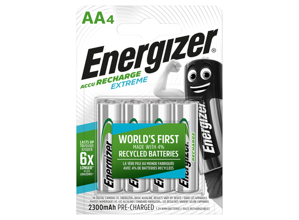 Energizer Extreme Recharge AA Oppladbare batterier 2300mAh, 4pk 