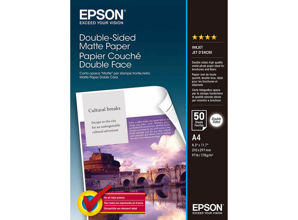 Epson Double-Sided Matte Paper A4 Dobbeltsidig papir, 50 ark 178g 