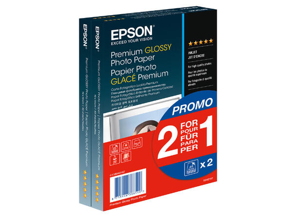 Epson Premium Glossy Photo Paper 10x15cm Blankt fotopapir. 2 x 40 ark 