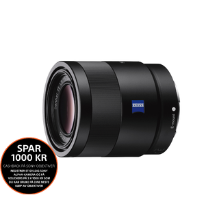 Sony FE 55mm f/1.8 ZA Sonnar T* Lyssterkt normalobjektivl, E-fatning