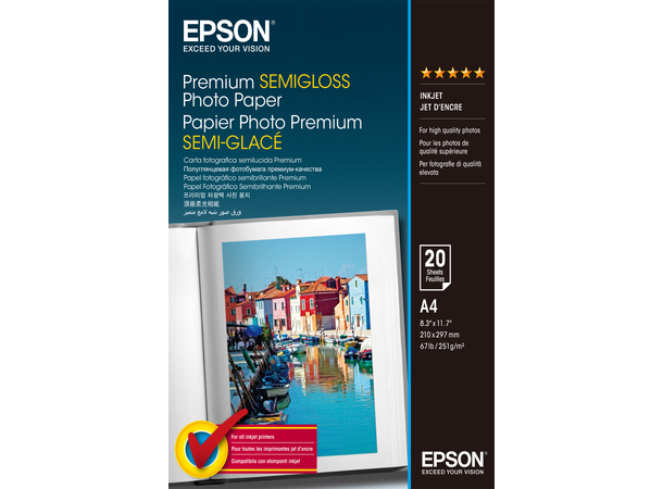 Epson Premium Semigloss Photo Paper A4 20 ark 251g