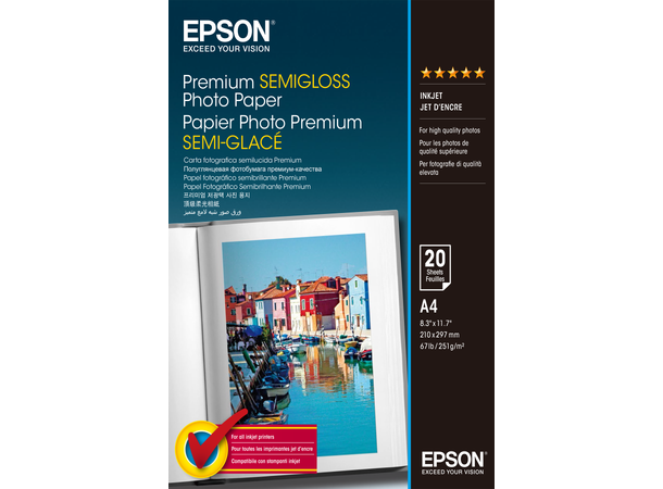 Epson Premium Semigloss Photo Paper A4 20 ark 251g 