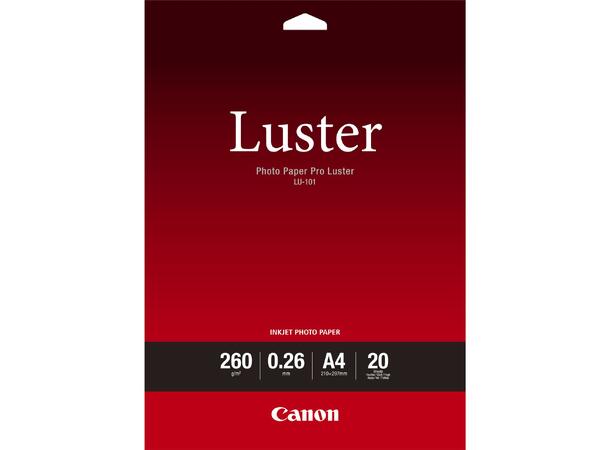 Canon Photo Paper PRO Luster A4 Pakken inneholder 20 ark, 260gsm