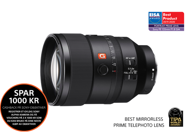 Sony FE 135mm f/1.8 GM Svært god oppløsning, bokeh og AF 