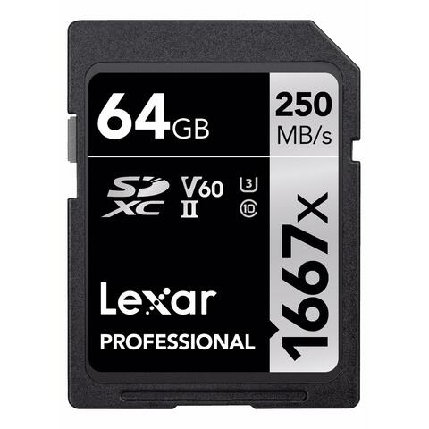 Lexar Professional SDXC 250MB/s 64GB 1667x, 250MB/s, U3, UHS-II, V60
