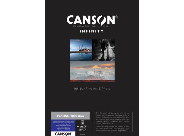 Canson Platine Fibre Rag A3+ 25 ark, 310 gsm 
