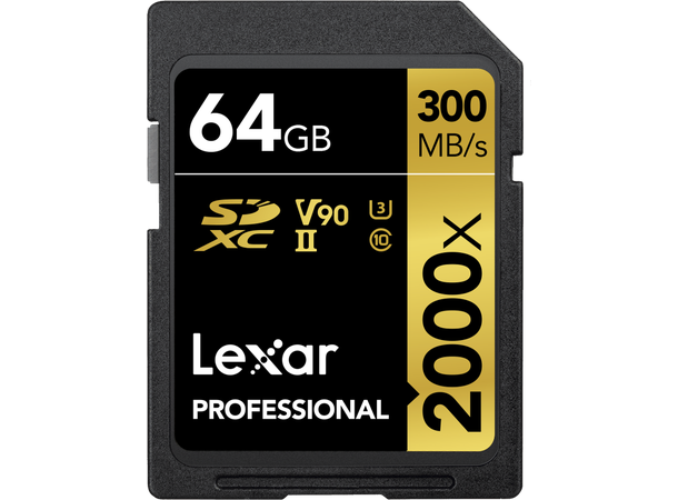 Lexar Professional SDXC 300MB/s 64GB 2000x, 300MB/s, U3, UHS-II, V90