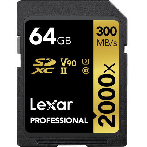 Lexar Professional SDXC 300MB/s 64GB 2000x, 300MB/s, U3, UHS-II, V90