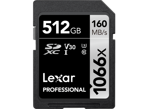 Lexar Professional SDXC 160MB/s 512GB 512 GB, 1066x, 160MB/s, U3, V30, UHS-I