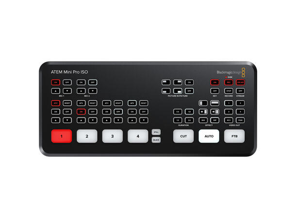 Blackmagic Atem mini Pro ISO ISO-opptak, 4-kanals Live Stream.