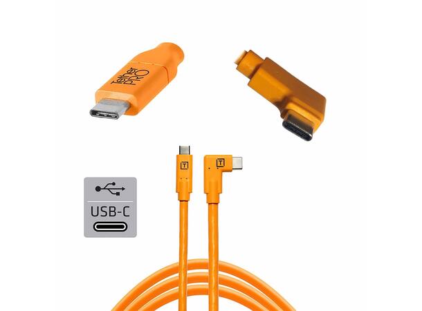 TetherPro USB-C to USB-C 4,6 m Right Angle, Orange 