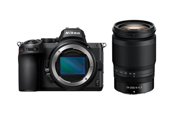 Nikon Z5 m/ 24-200mm f/4-6.3 VR Speilløs fullformat med 24MP, 4K, Wifi