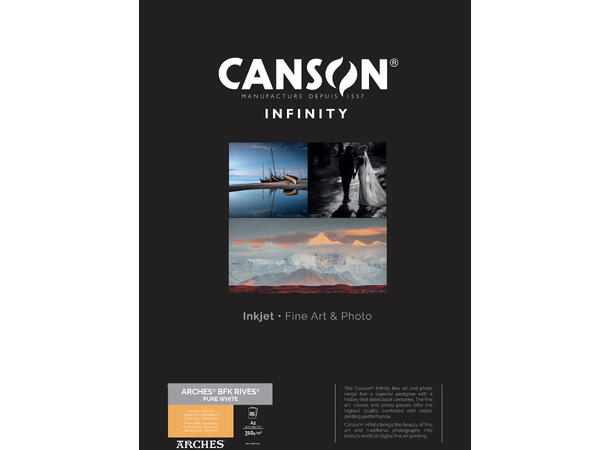 Canson Arches BFK Rives A2 25 ark (Pure White), 310 gsm