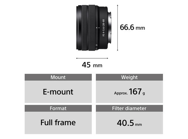 Sony FE 28-60 f/4.0-5.6 Liten, lett og fullformat 