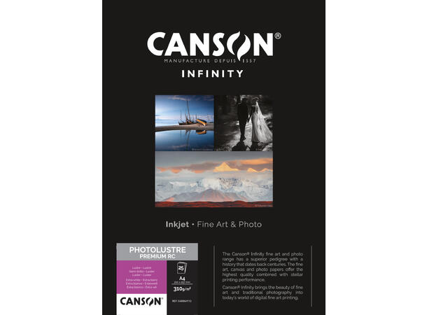 Canson Photo Lustre Premium RC A4 Pakken inneholder 25 ark, 310gsm