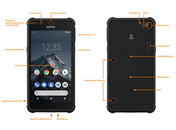 Bartec Pixavi Phone EX-sone 1, 12MP Kamera bak, WiFi, 4G LTE 